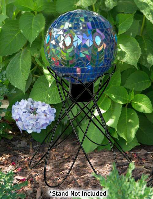 Translucent Peacock Mosaic Gazing Globe 10 Inch