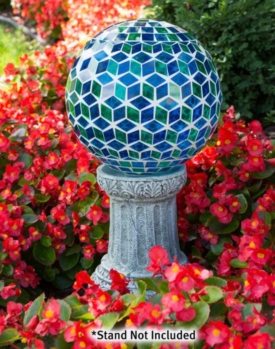Aqua Opalescent Mosaic Gazing Globe 10 Inch