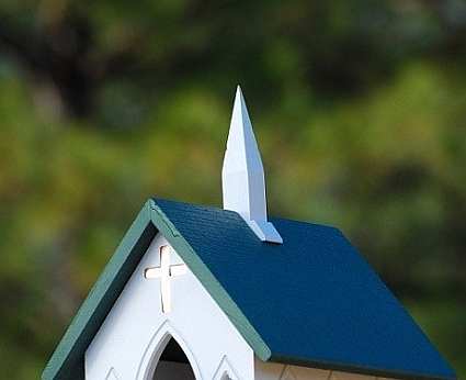 Fancy Home Products 12" Church Bird House Green Roof