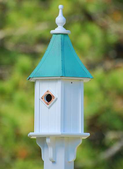 10" Bluebird Birdhouse Patina Copper with Copper Portals