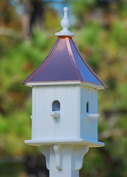 10" Bluebird Square Birdhouse Bright Copper with Perches