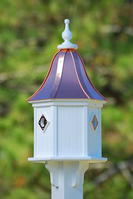 12" Dovecote Birdhouse Bright Copper with Copper Portals