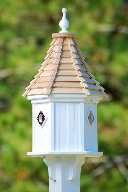 12" Dovecote Birdhouse Cypress Shingle with Copper Portals