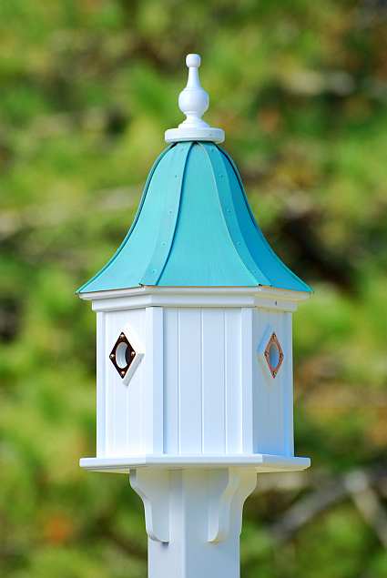 12" Dovecote Birdhouse Patina Copper with Copper Portals