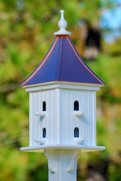 12" Dovecote Square Birdhouse Bright Copper with Perches