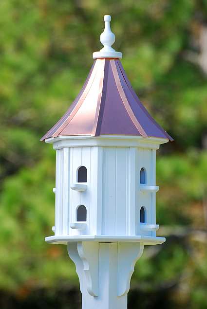 14" Dovecote Birdhouse Bright Copper Slope with Perches