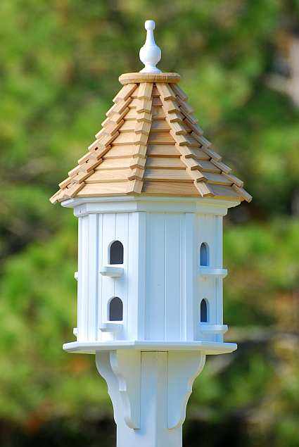 14" Dovecote Birdhouse Cypress Shingle Slope with Perches