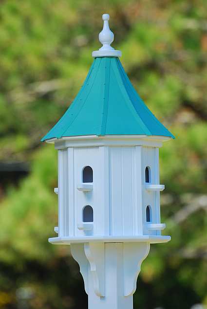 14" Dovecote Birdhouse Patina Copper Slope with Perches