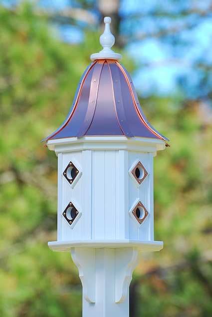 14" Dovecote Birdhouse Bright Copper Bell with Copper Portals