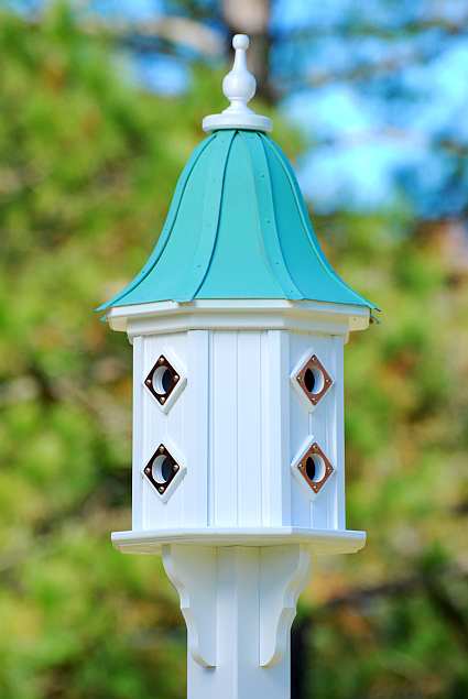 14" Dovecote Birdhouse Patina Copper Bell with Copper Portals