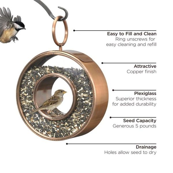 Fly-Through Circle Bird Feeder Copper