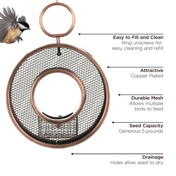 Fly-Through Circle Mesh Bird Feeder Copper