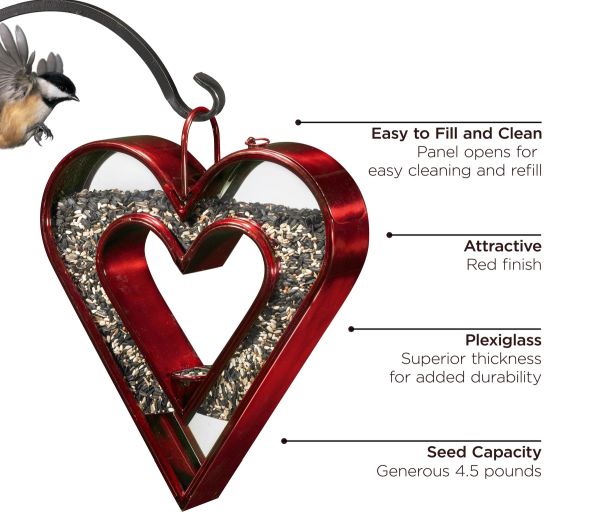 Fly-Through Heart Bird Feeder Ruby Red