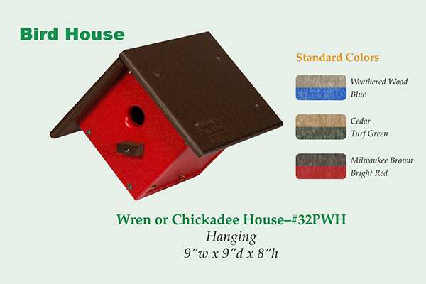 Amish Recycled Poly Wren or Chickadee House