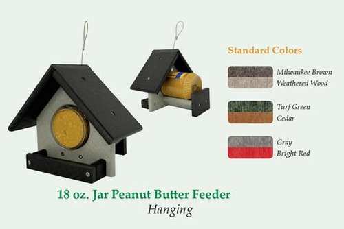 Amish Recycled Poly 18 oz. Jar Peanut Butter Feeder