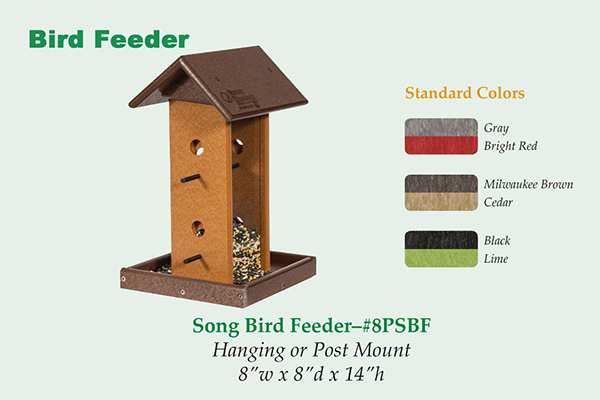 Amish Recycled Poly Song Bird Feeder Colors