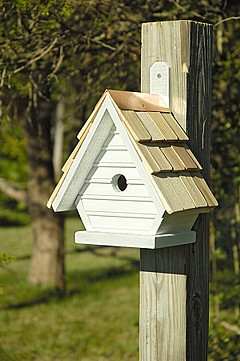 Heartwood Chick Shake Shingled Bird House White Wash