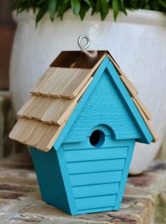 Wren In The Wind Bird House Teal