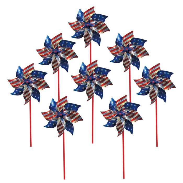 Stars and Stripes Mylar Pinwheel Set of 8