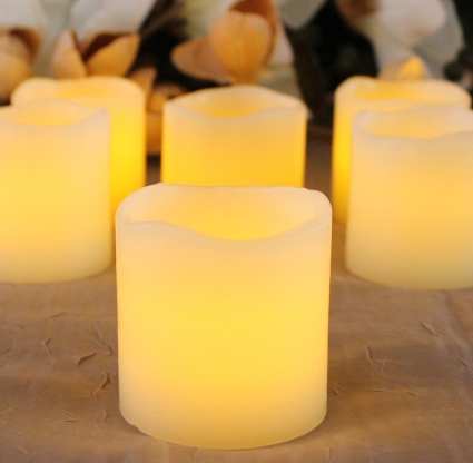 LED Candle Wax Votives Melted Top Set of 6