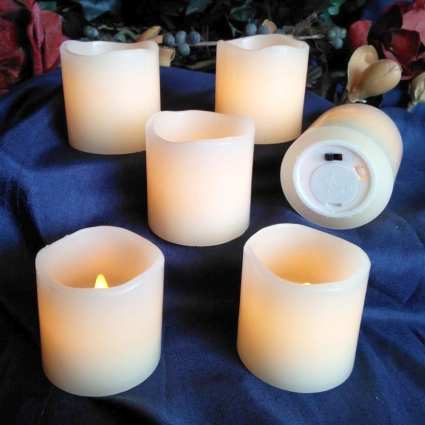 LED Candle Wax Votives Melted Top Set of 6