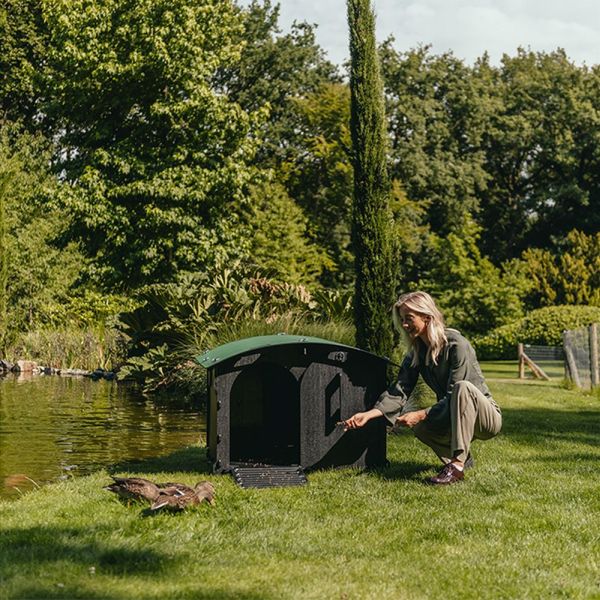 Deluxe Recycled Plastic Duck House Green and Black