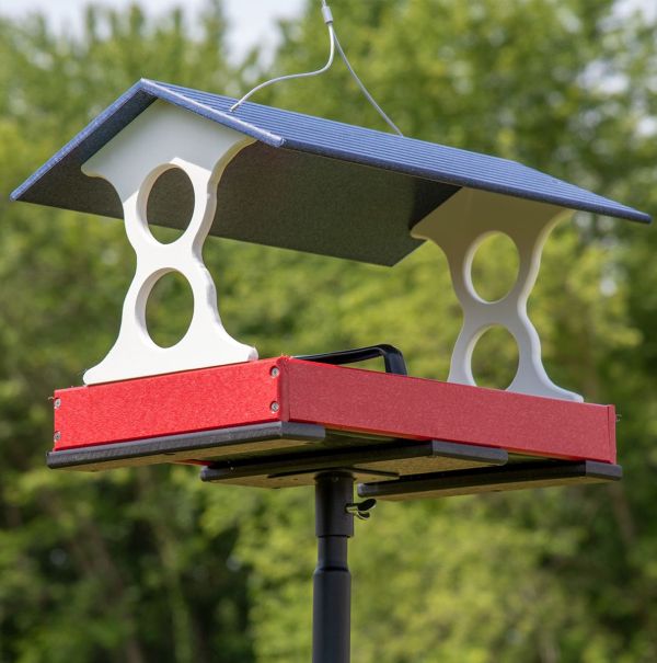 Large Recycled Poly Fly-Through Bird Feeder Patriotic