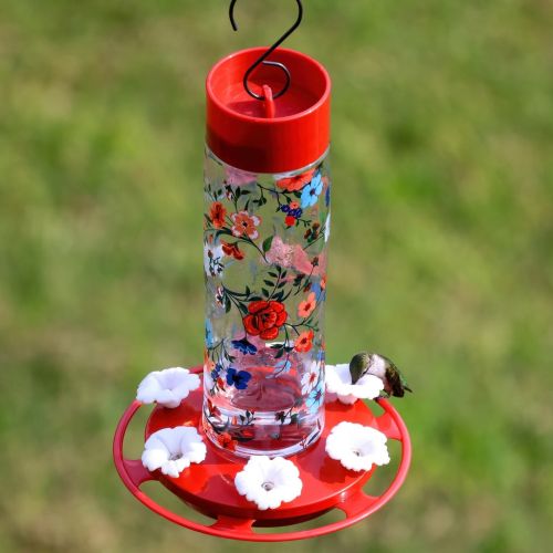 Vintage Blossom Decorative Glass Hummingbird Feeder