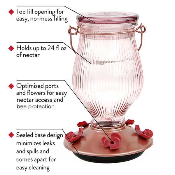 Rose Gold Top-Fill Hummingbird Feeder