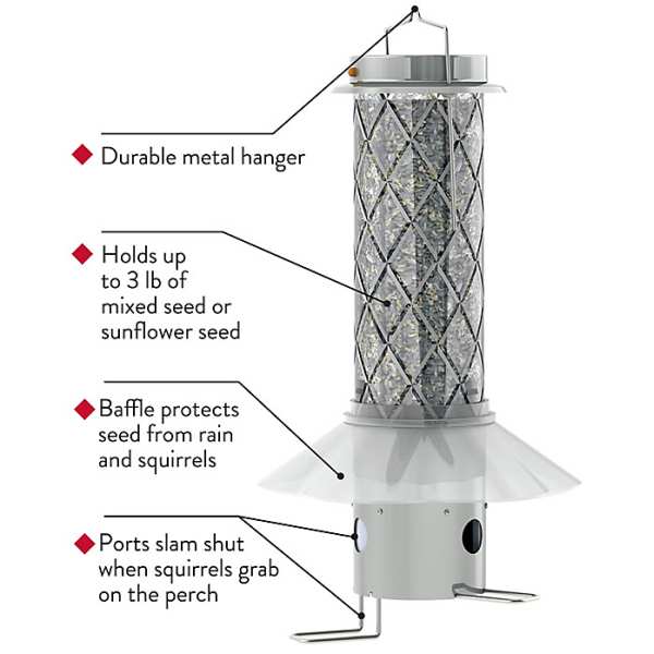 Frosted Squirrel Be Gone Bird Feeder Quality Crafted Weight