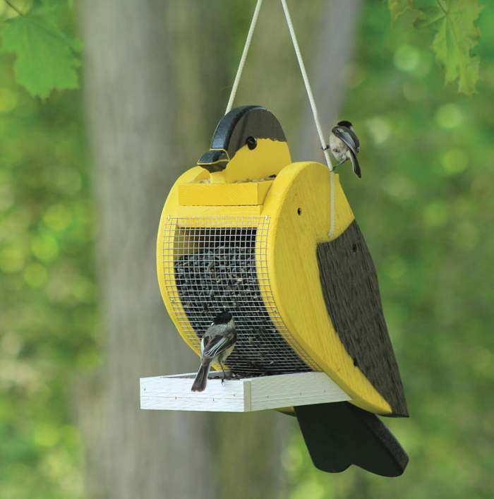 Amish Handcrafted Shaped Bird Feeder Goldfinch