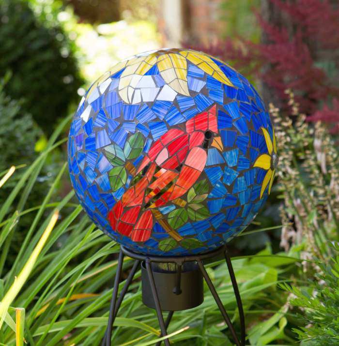 Cardinal Mosaic Gazing Globe 10