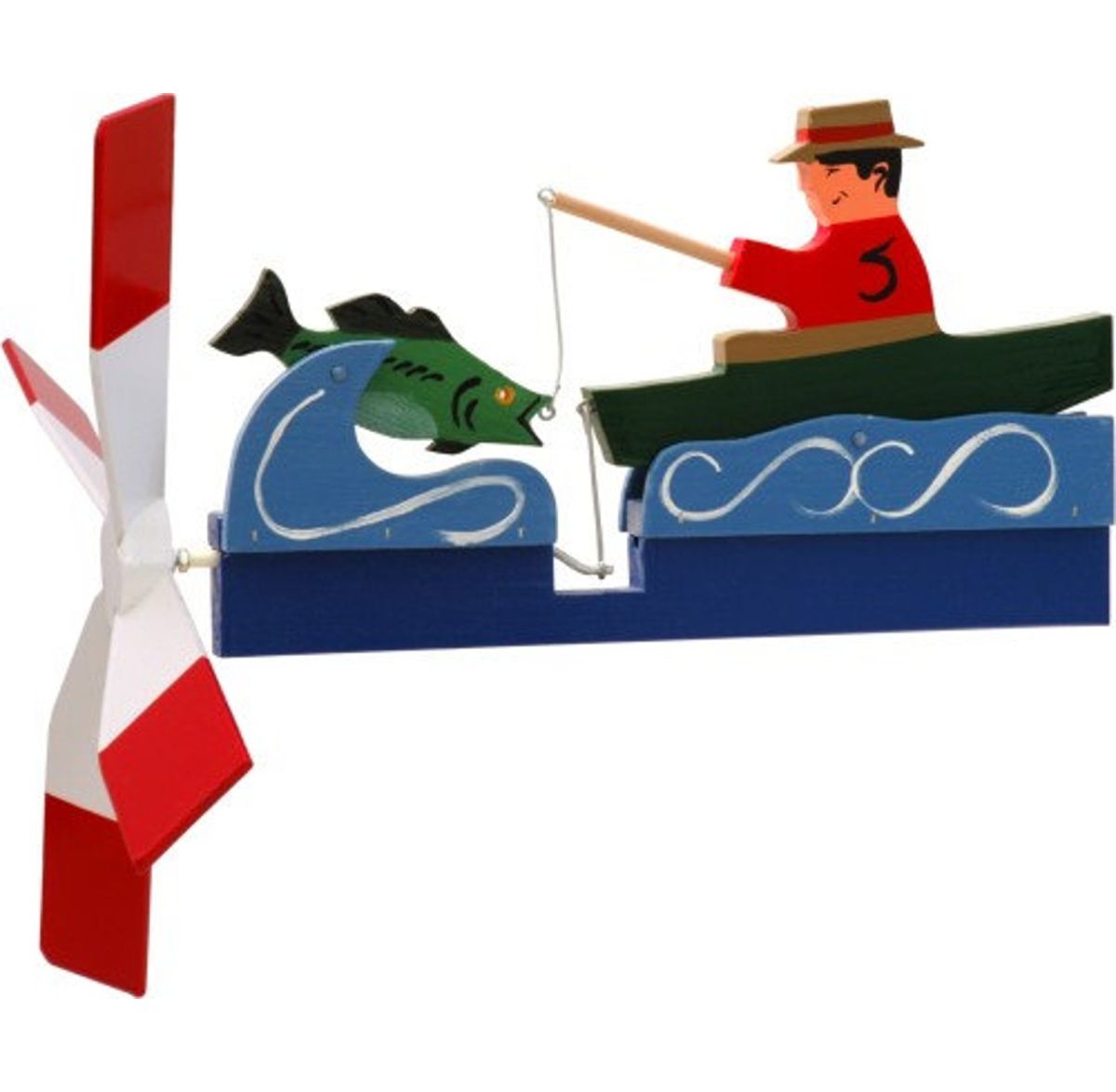 Classic Bass Fisherman Whirligig