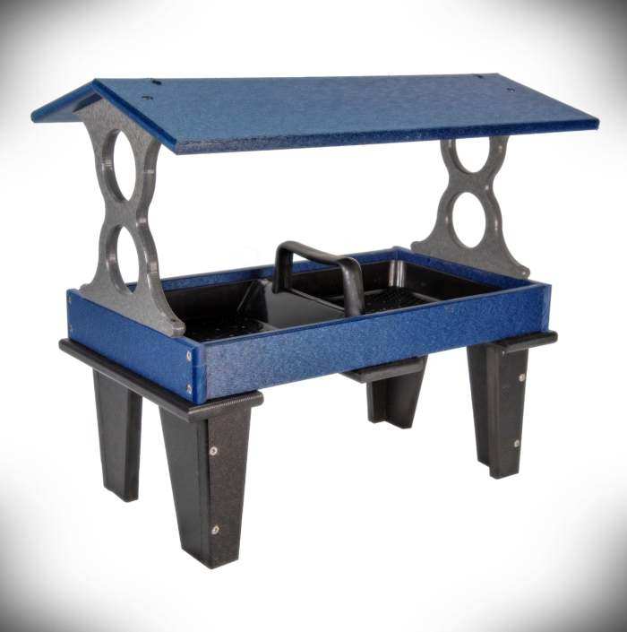 Poly Ground Fly-Thru Feeder Large Blue/Gray
