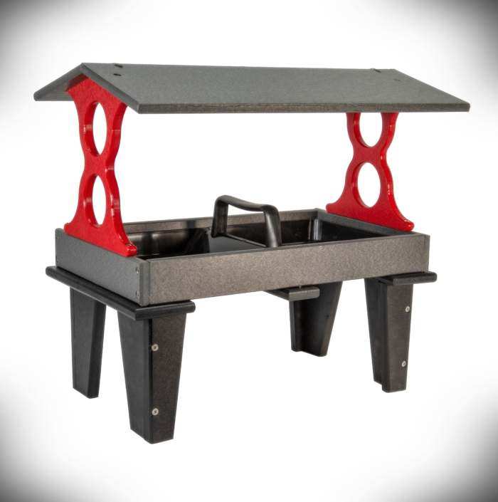 Poly Ground Fly-Thru Feeder Large Gray/Red