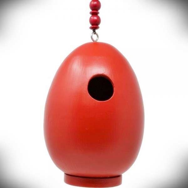 For The Birds Egg Bird House Red