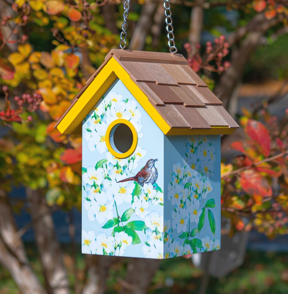 Botanical Floral Print Birdhouse Camellia