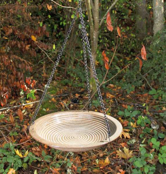 Alcyon Circles Stoneware Hanging Birdbath Sandy Granite