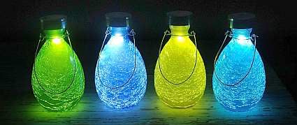 Solar Crackled Glass Teardrop Lantern available in 4 colors!