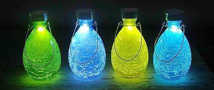 Solar Crackled Glass Teardrop Lantern available in 4 colors!
