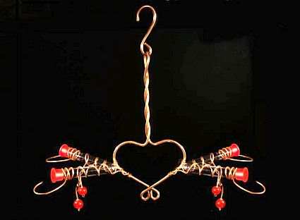 Copper Victorian Love Birds 4 Station Hummingbird Feeder