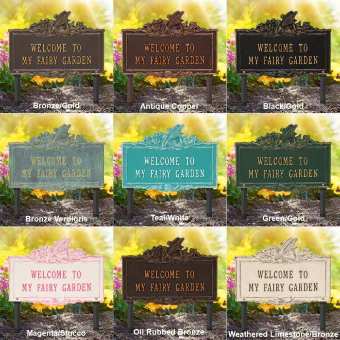 Welcome to My Fairy Garden Lawn Plaque Colors