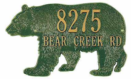 Bear Silhouette Personalized Wall Plaque Green/Gold