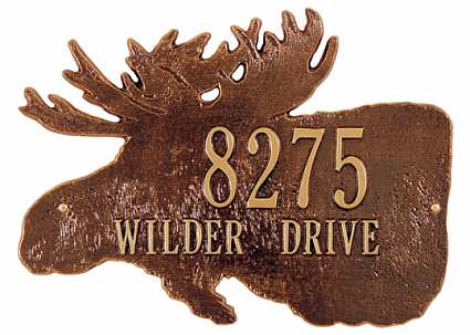Moose Silhouette Personalized Wall Plaque Antique Copper