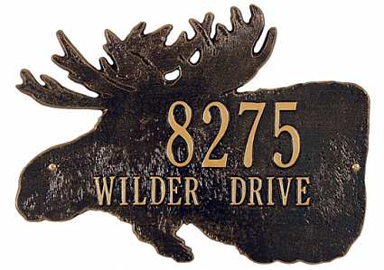 Moose Silhouette Personalized Wall Plaque Black/Gold