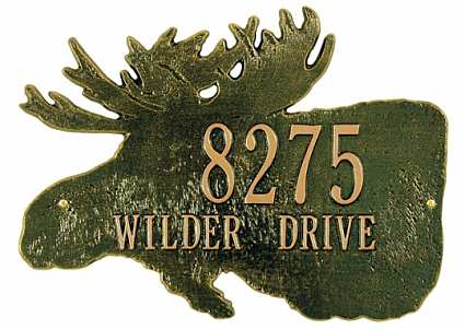 Moose Silhouette Personalized Wall Plaque Green/Gold
