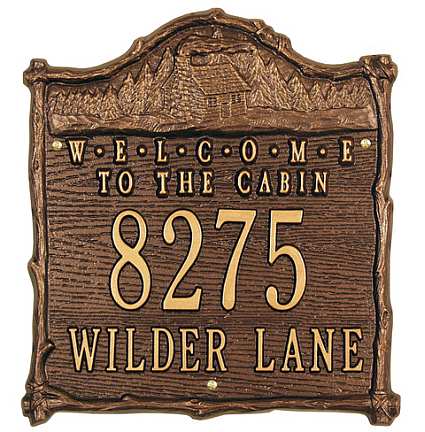 Cabin Welcome Personalized Wall Plaque Antique Copper