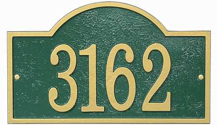 Whitehall Fast and Easy Arch House Numbers Plaque Green/Gold