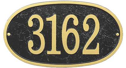 Whitehall Fast and Easy Oval House Numbers Plaque Black/Gold