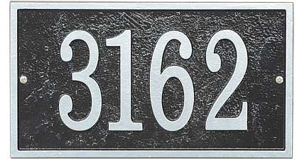 Whitehall Fast and Easy Rectangle House Numbers Plaque Black/Silver
